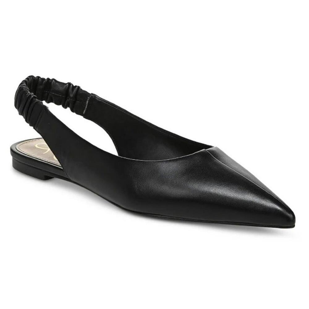 Sam Edelman Whitney Black Leather Slingback Flats Pointed Toe Size 6.5